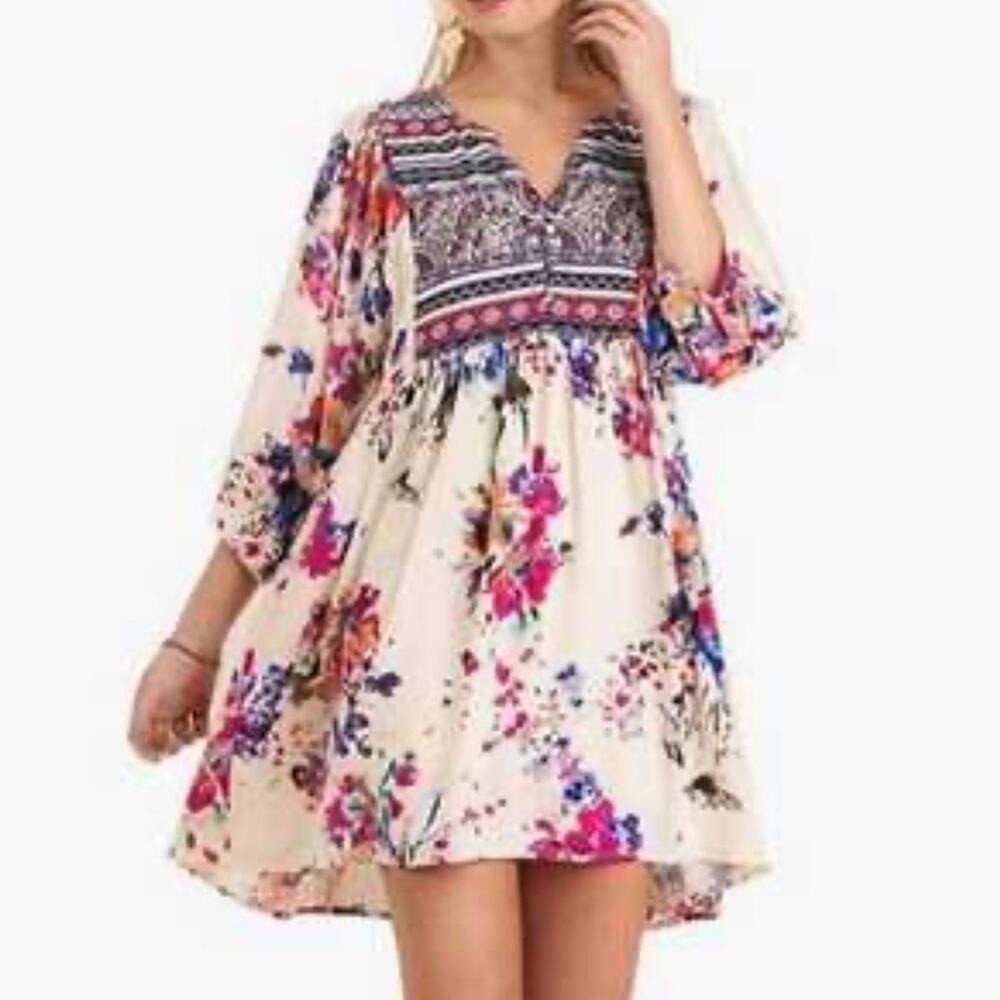 Umgee Floral Boho Dress